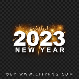 HD PNG White 2023 New Year Yellow Fireworks