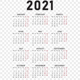 HD 2021 Calendar Clipart PNG
