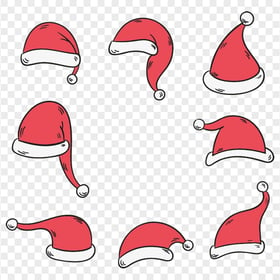 HD Set Of Christmas Santa Claus Hats Clipart Cartoon PNG