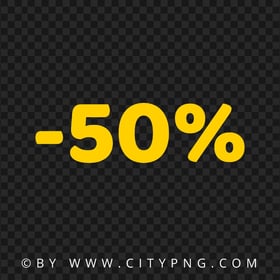 50 Percent Discount Yellow Text Transparent PNG