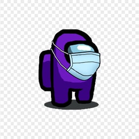 HD Purple Among Us Character With Surgical Mask PNG