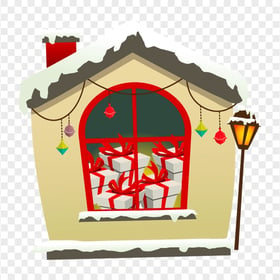 Clipart Christmas Gifts House Image PNG