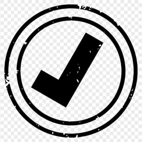 HD Black Round Yes Tick Check Mark Stamp Transparent PNG