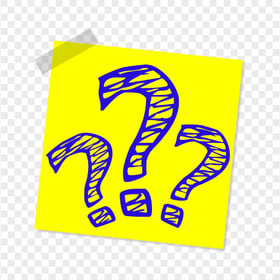 HD Yellow Sticky Note Contains Blue Question Marks PNG