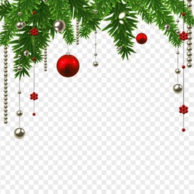 Christmas Decorated Pine Branches Illustration PNG