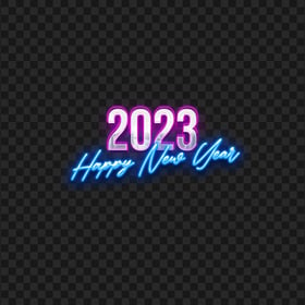 2023 Happy New Year Neon Style Text HD PNG