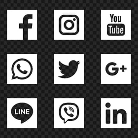 PNG Social Media White Square Icons
