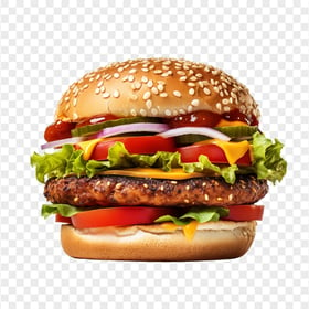 HD Delicious Hamburger with Lettuce and Tomato PNG