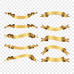 Download Collection Of Golden Ribbons Banners PNG