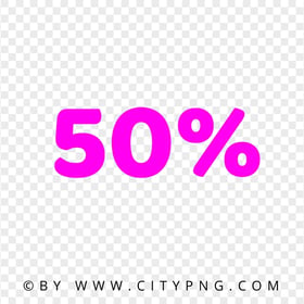 FREE Pink 50% Percent Text Number PNG