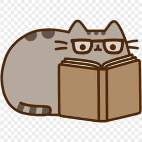Adorable Pusheen The Cat Book Reading Transparent PNG