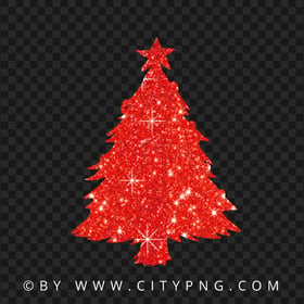 HD Red Christmas Tree Glitter Silhouette PNG