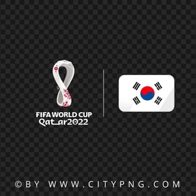 South Korea Flag With Fifa Qatar 2022 World Cup Logo PNG