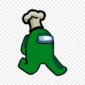 HD Green Among Us Character Walking With Chef Hat PNG