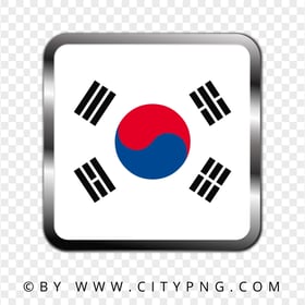 Korea Square Metal Framed Flag Icon HD PNG