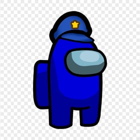 HD Among Us Crewmate Dark Blue Character With Police Hat PNG