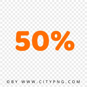 50% Percent Orange Text Number HD Transparent PNG