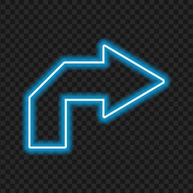 HD Blue Neon Arrow Turn Direction Right Icon PNG
