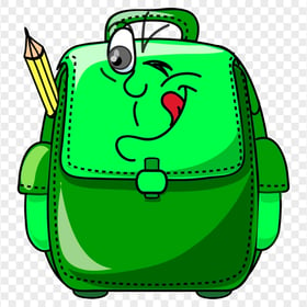Green Cartoon School Backpack Character PNG