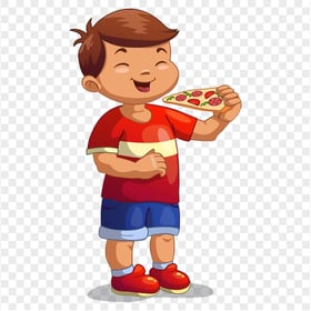 Cartoon Boy Eating Pizza HD Transparent Background