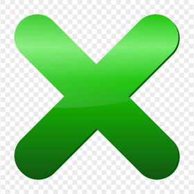 HD Green X Cross Mark Icon PNG