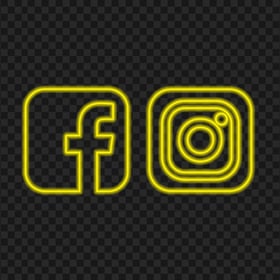 HD Yellow Neon Facebook Instagram Square Logos Icons PNG