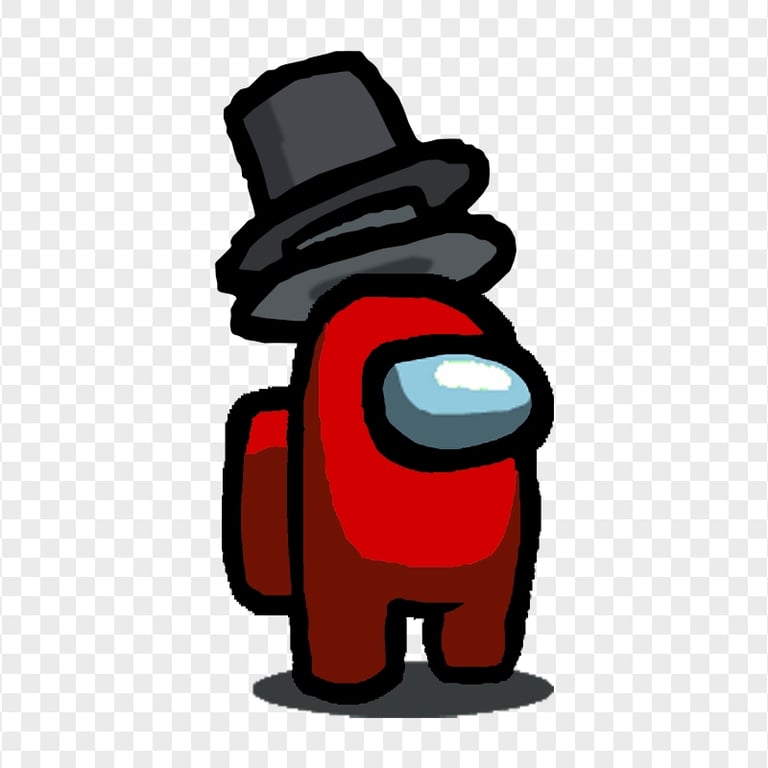 HD Red Among Us Character With Double Top Hat PNG Citypng