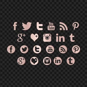 Download Rose Gold Social Media Logos Icons PNG