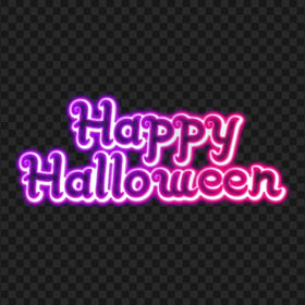 PNG Purple & Pink Neon Happy Halloween Text Logo