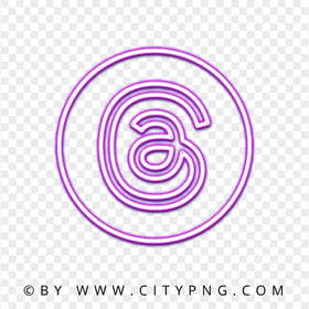 Purple Threads Neon Glowing App Logo Icon PNG