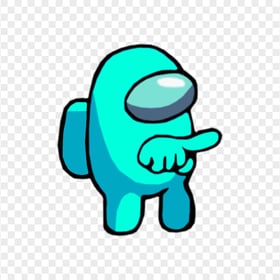 HD Cyan Among Us Character Finger Hand Pointing PNG