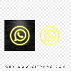 HD Yellow Neon Outline Whatsapp Wa Round Circle Logo Icon PNG