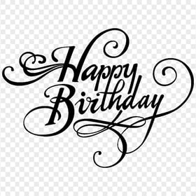 HD Black Happy Birthday Text Words PNG