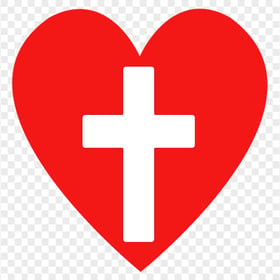 Sacred Holy Cross With Red Heart Love God Icon