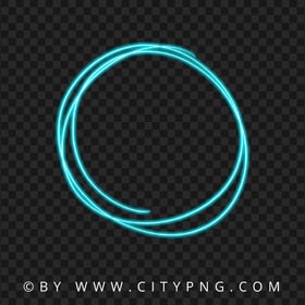 Blue Teal Drawing Doodle Neon Glowing Circle HD PNG