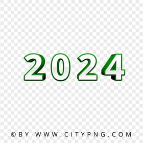 2024 Green 3D Text Logo HD PNG