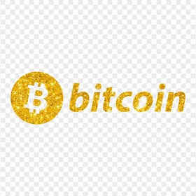 HD Gold Glitter BTC Bitcoin Text Logo PNG