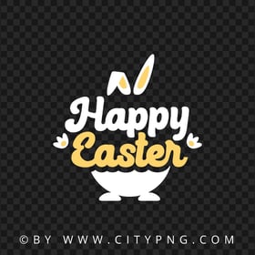 Happy Easter Egg Yellow Calligraphy HD PNG