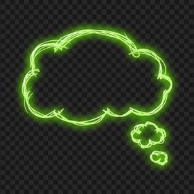 HD Green Glowing Neon Cloud Sketch PNG