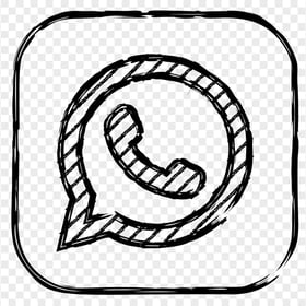 HD Black Sketch Drawing Whatsapp Wa Square Logo Icon PNG