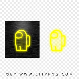 HD Yellow Neon Among Us Game Character PNG