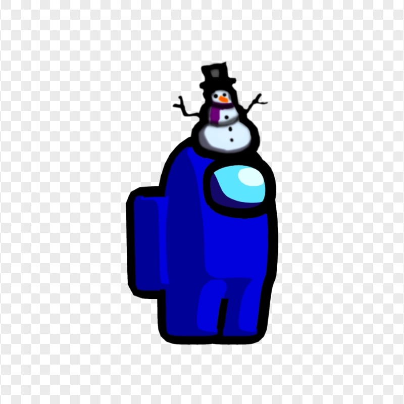 HD Blue Among Us Crewmate Character With Snowman Hat PNG