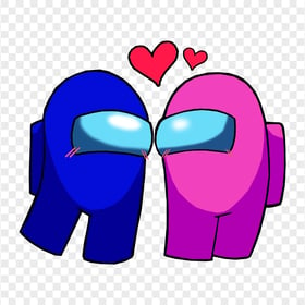 HD Among Us Blue Love Pink Characters Valentines Day PNG