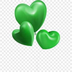 HD Three Dark Green Balloons Hearts Valentine Love PNG