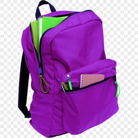 Purple Backpack With Supplies PNG