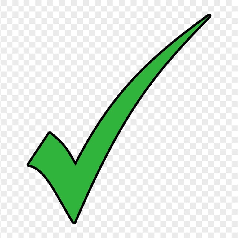 HD Green Tick Mark With Black Border Icon Sign PNG