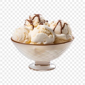 Vanilla Ice Cream Scoop in Glass Bowl HD Transparent PNG