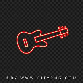 HD Red Neon Guitar Transparent Background