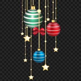 HD Christmas Hanging Gold Stars & Baubles PNG