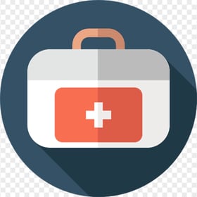 Dark Blue Round Flat White First Aid Icon